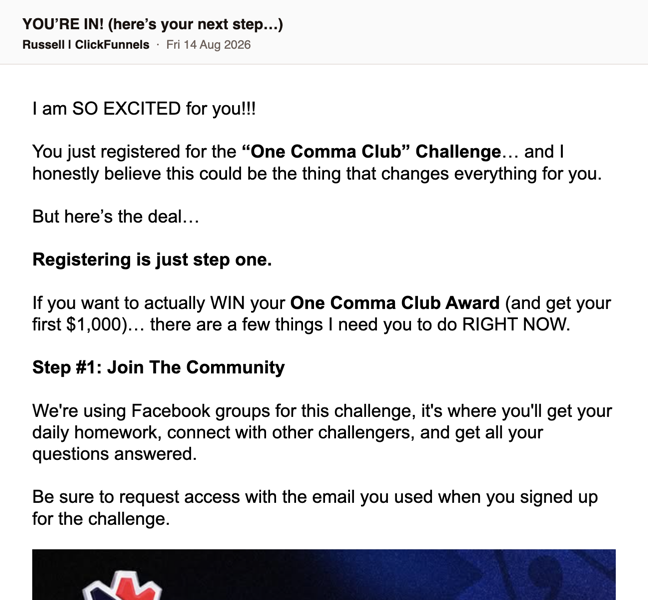1 · YOU'RE IN! (here's your next step)