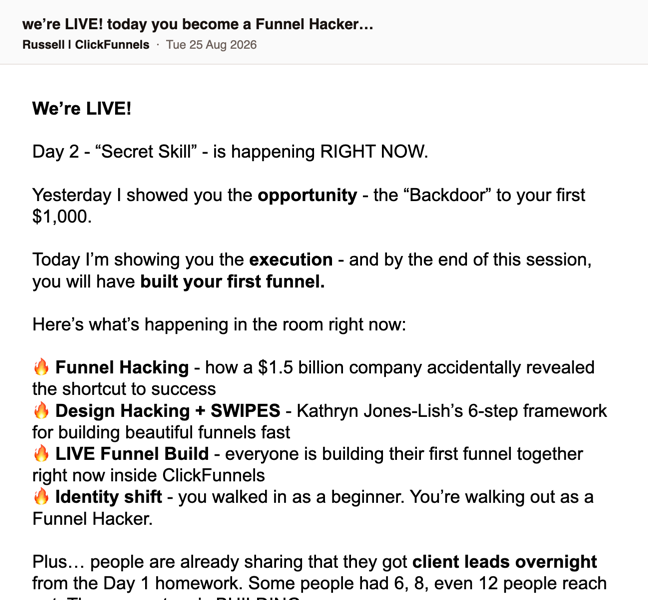 15 · we're LIVE! today you become a Funnel Hacker