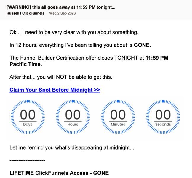48 · [WARNING] this all goes away at 11:59 PM